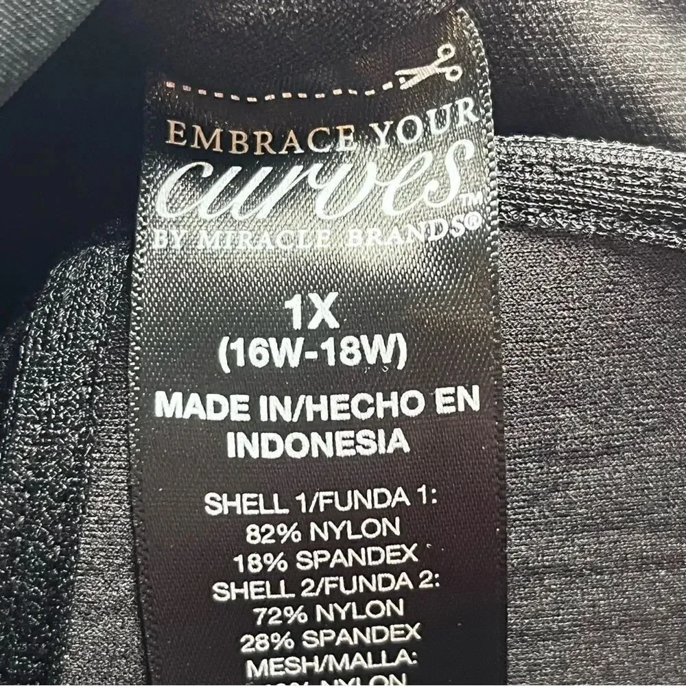 Embrace Your Curves by Miracle Women's One piece Black V neck Swim Suit Size 1X